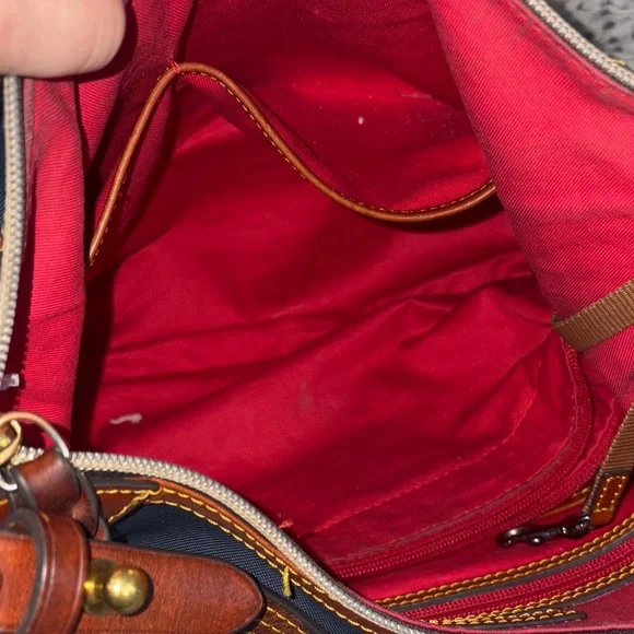 Dooney and Burke Erica Blue Leather Trim Shoulder Bag - Picture 6 of 8